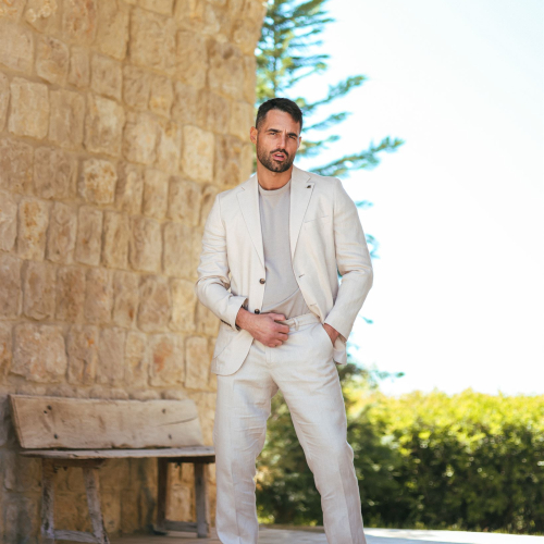 bej linen suit 2001-84
