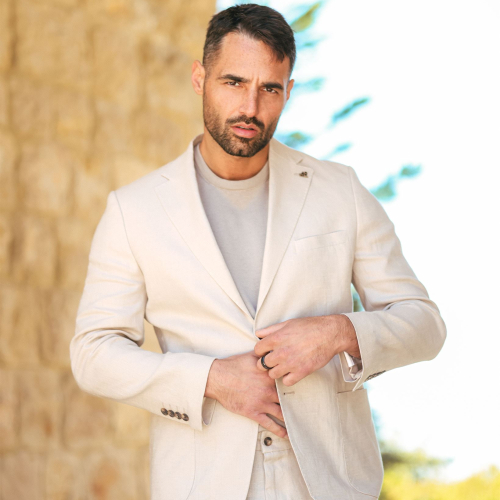 bej linen suit 2001-84
