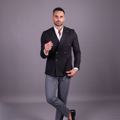 blazer black double breasted 4619
