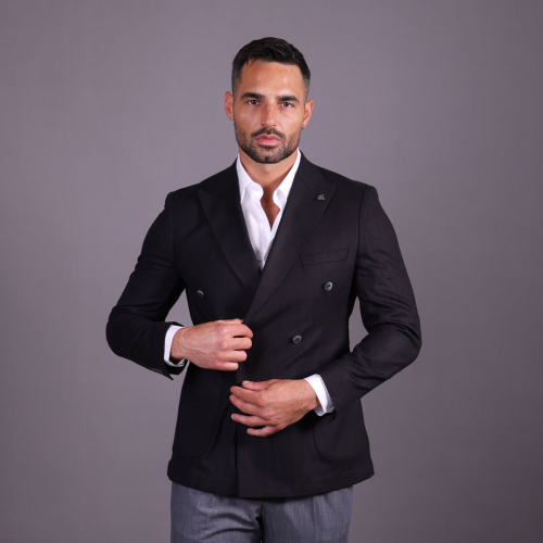 blazer black double breasted 4619
